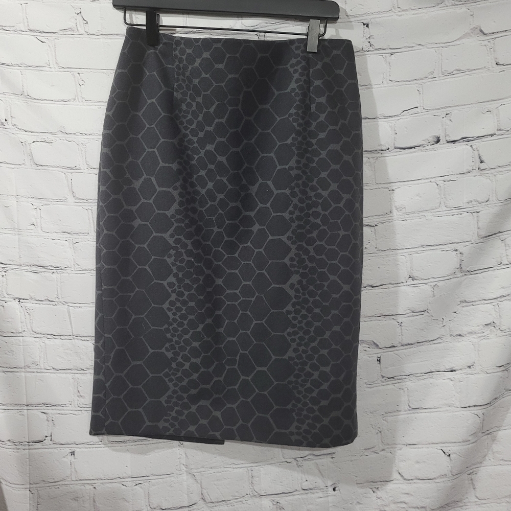 Hobbs London Elegant Gray Honeycomb Pattern Skirt